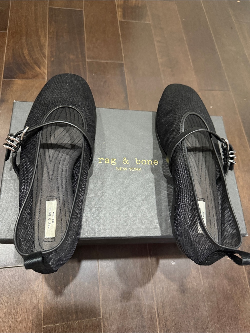 rag & bone Black Mary Jane Flats with Buckle Strap